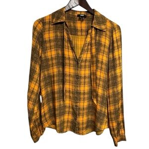 PAIGE Plaid Taryn Tie Neck Blouse Size M
